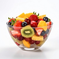 Colorful Fruit Salad on White Background