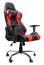 Black and Red leather gaming chair isolated on white background, The office chair from black and red leather on white background With clipping path.
