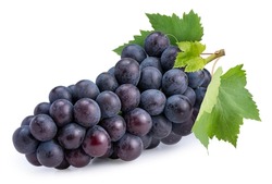Purple grape isolated on background, Kyoho Grape with leaves isolated on white With clipping path.