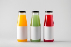 Juice Bottle Mock-Up - Three Bottles. Blank Label