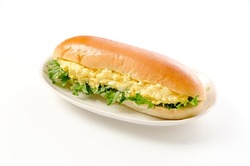 Egg sandwich on a white background