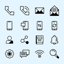 Media and Communication Icon Set in Black colors. Modern Bold Line Style. Suitable for Web and Mobile Icons. vector illustration.
