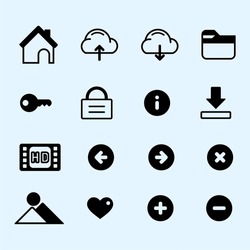 Media and Communication Icon Set in Black colors. Modern Bold Line Style. Suitable for Web and Mobile Icons. vector illustration.