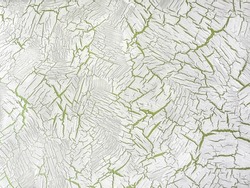 Decorative white plaster with green background and aging effect. Abstract art vintage backdrop with cracked paint. Texture pattern