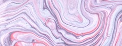 Abstract fluid art background light gray and pink colors. Liquid marble. Acrylic painting on canvas with grey gradient. Watercolor backdrop with wavy red pattern. Stone section.