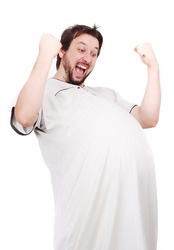 Pregnant man with enjoying expression on his face