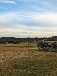 Cannons in a field in Gettysburg, Pennsylvania 