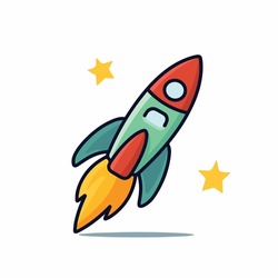 Mascot cartoon of rocket space astronaut. 2d character vector illustration in isolated background
