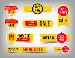Special offer tag collection, set of banner elements for website and advertising. Discount label design, sale web coupons. Vector promotion badge icons. Price sticker EPS10.