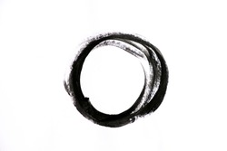 Black round painted by brush. Illustration stroke circle texture. Isolated on white. sphere Ink. abstract stain chinese paper. Graphic element, corporate identity, cards. random lines following
