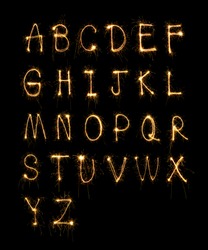 sparkler firework light alphabet?26 English letters