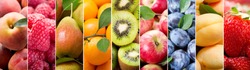 collage of various fresh fruits as background