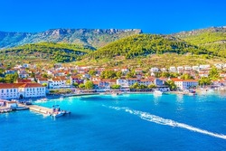 Aerial view at Bol town in Croatia, Island Brac tourist resort.