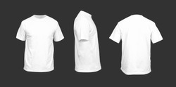Men's t-shirt of white color against a dark background