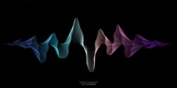 Abstract wave lines pattern dynamic colorful light flowing isolated on black background. Vector illustration design element in concept of music, party, technology, modern.