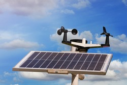 Weather station or a meteorological instrument with solar cell system to measure the wind speed.