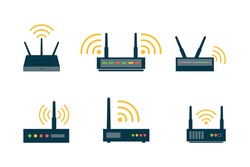 Router flat icon. Vector router. Router and signal symbol. Wi-Fi router.