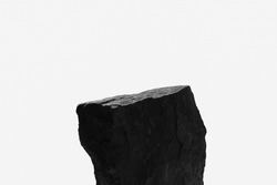 A Single Rock Boulder, Showing a Sun Lit Top Ledge with Close Detail to the Natural Indents of the Ancient Stone, Isolated on a White Background.