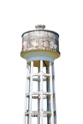 water tank tower old for agriculture on white background isolated on white background and clipping path