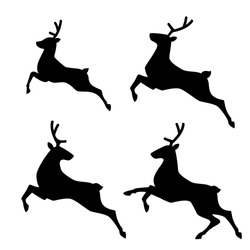 Running Deer set. Vector illustration.