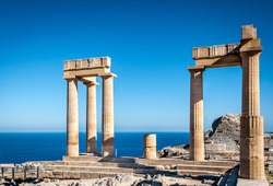 Columns of the ancient Lindos, Rhodes Greece
