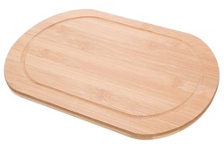 oval bamboo board for cutting or serving, on a white background, isolate
