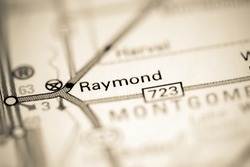Raymond. Illinois. USA on a geography map