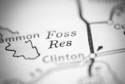 Foss Res. Oklahoma. USA on a geography map.