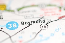 Raymond. Mississippi. USA on a geography map