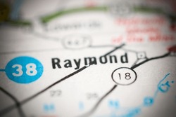 Raymond. Mississippi. USA on a geography map