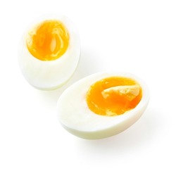 Soft boiled eggs isolated on white background
