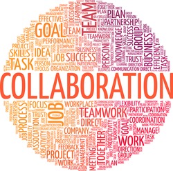 Collaboration vector illustration word cloud isolated on a white background.