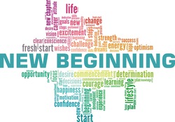 New beginning vector illustration word cloud isolated on a white background.