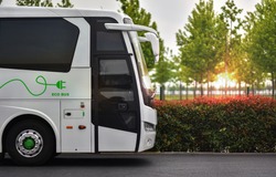 Electric bus. Concept of e-bus with zero emission.