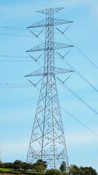 a picture of electricity pole against clear sky