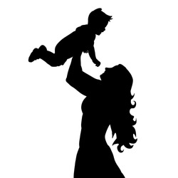 Vector, silhouette of mother and baby