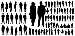 Collection of people silhouettes, vector illustration