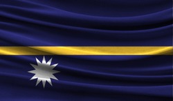 Realistic flag of Nauru on the wavy surface of fabric