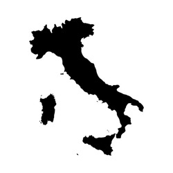 Simple map of Italy isolated on white background. Italian black sign logo vector illustration