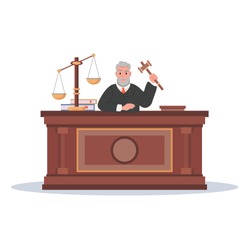 Judge character with hammer cartoon vector illustration