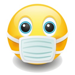 Medical Mask Emoji Kawaii Face. Vector Design Art Trendy Communication. Chat Elements. Doctor Virus Protection.