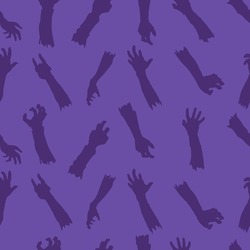 Zombie Hands Halloween Pattern Vector Illustration. Design Texture Clip Art Background. Holiday Banner Horror Party.