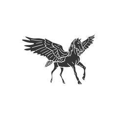 Pegasus Icon Silhouette Illustration. Mythology Vector Graphic Pictogram Symbol Clip Art. Doodle Sketch Black Sign.
