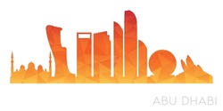 Abu Dhabi - United Arab Emirates Low Poly Skyline Clip Art City Design. Geometric Polygon Graphic Horizon Icon. Vector Illustration Symbol.
