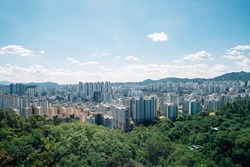 View of Seoul city from North Seoul Dream Forest park in Seoul, Korea
