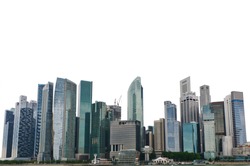 Cityscape of Singapore city isolated on white background. Landscape of Singapore business building.