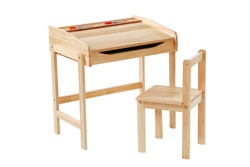 Kid study desk and chair isolated with clipping path.
