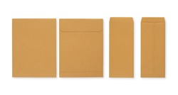 Brown envelopes isolated on white background with clipping mask, shot separately.
