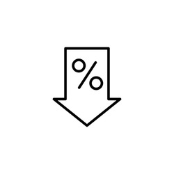 thin line percent down icon on white background