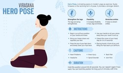Hero Pose Yoga Guide and benefits-vector illustration
